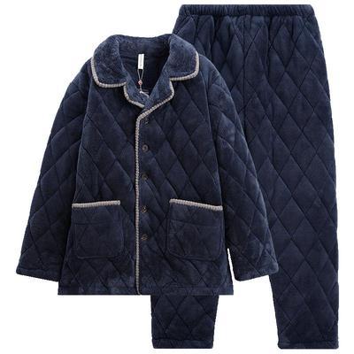 芬腾男保暖抗静电加绒家居服套装