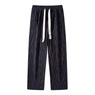 扎染灯芯绒裤子男款秋冬季加绒垂感运动卫裤直筒宽松阔腿休闲长裤