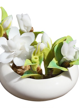 陶瓷茉莉花盆栽摆件乔迁开业礼物