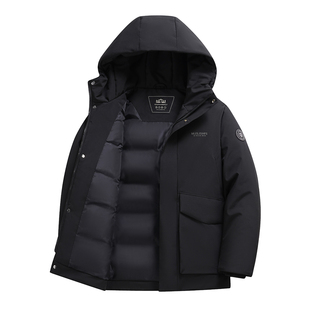 鸭绒羽绒服男士爸爸装2025冬季抗寒保暖高充绒量商务短款连帽外套