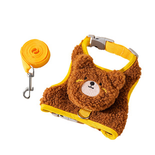 狗狗牵引绳胸背带中小型犬背心式比熊泰迪博美冬天保暖遛狗绳宠物