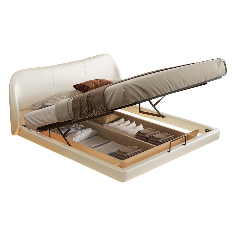 红晟花瓣软包悬浮床奶油风双人床主卧高端大气现代简约软包大床