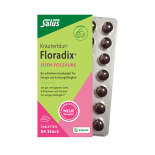 Salus Floradix德国绿版铁元片剂 补铁叶酸维生素孕妇便携装 84粒
