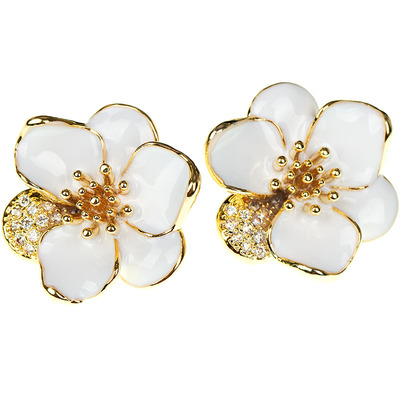 潮人复古白花高级感日韩风耳环