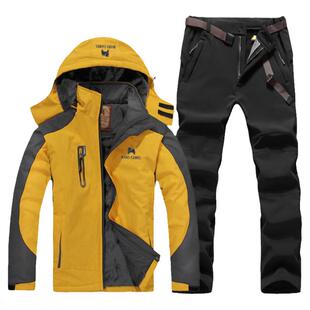 户外男女款秋冬季防寒衣裤防风防水加绒加厚冲锋裤防寒冲锋衣套装
