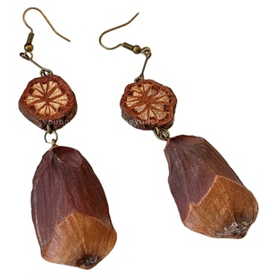 森系天然植物橡果耳环女小众独特复古夸张耳钩漂亮绝美民族风耳饰