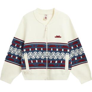 李宁故宫联名毛衣女士春季2026新款新年红色休闲编织衫马年运动服