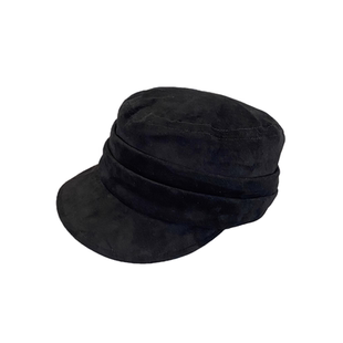 日本麂皮绒马术帽女秋冬季显脸小褶皱骑士帽时尚复古平顶鸭舌帽子
