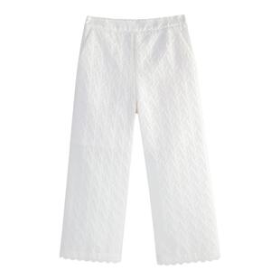 tanni新款轻薄透气百搭通勤白色八分休闲裤TL11PA014A