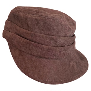 秋冬季显白马术帽子女款韩版百搭大头围显脸小鸭舌帽咖色贝雷帽女