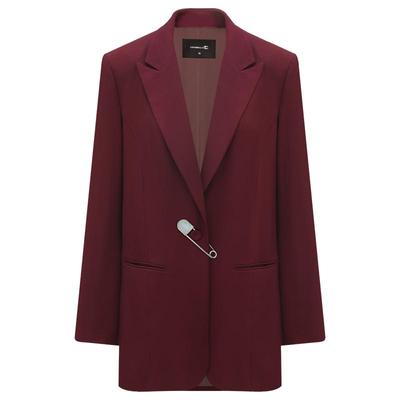 COCOBELLA酒红色高开叉西服