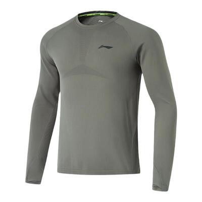 李宁正品专业跑步系列男子一体织保暖圆领套头长袖T恤ATLU047-2