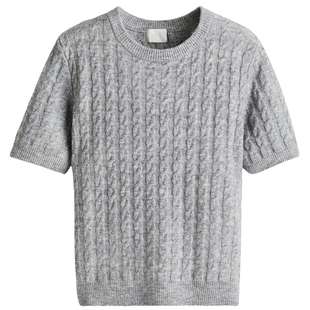 HM女装毛针织衫冬季圆领绞花针织毛衣套衫打底衫1293385