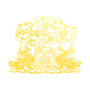 静世莲 聚宝盆摇钱树贴纸客厅小摆件貔貅乔迁招财挂件发财树大号