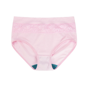 2条装 AB内裤女纯棉弹力中高腰抗菌蕾丝妈咪裤舒适小平角裤0116