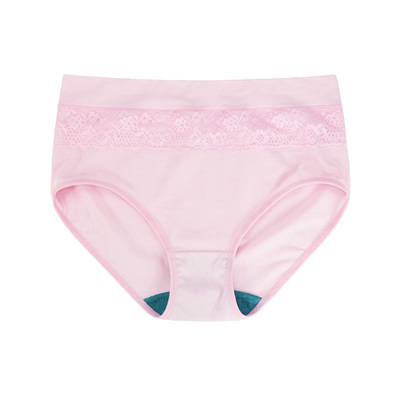 弹力棉高腰抗菌蕾丝妈咪裤平角裤