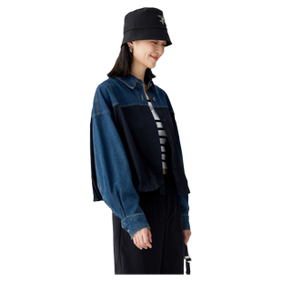 古木夕羊复古撞色拼接牛仔外套女通勤纯棉翻领短外套GS41007019