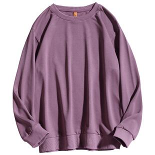 铁锈红色圆领卫衣男女款秋季新款慵懒风长袖宽松春装薄款纯色上衣