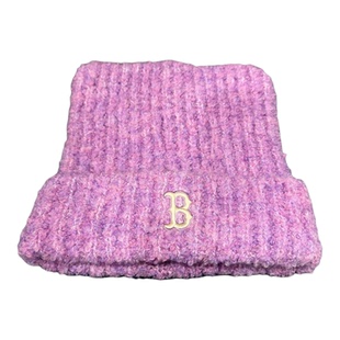 MLB男女情侣刺绣标针织帽2025秋冬新款保暖猫耳朵毛线帽3ABNB1156