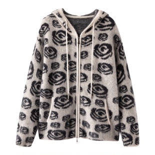 北美小动物 2025年秋冬新!针织开衫连帽毛衣高端上衣女~高端外套