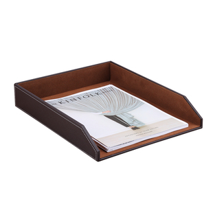 商务文件收纳盘A4文件收纳 文件架 皮革办公室资料存放盒桌面收纳