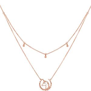 周大福漫漫星河系列精致独角兽18K金钻石双层项链U180189