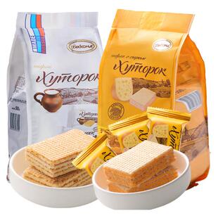 俄罗斯进口威化阿孔特冰淇淋小农庄牛奶饼干奥里奥网红奶酪零食