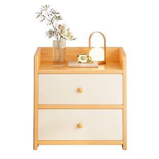原木色简约现代床头收纳柜置物柜家用卧室出租房用小型柜子储物柜