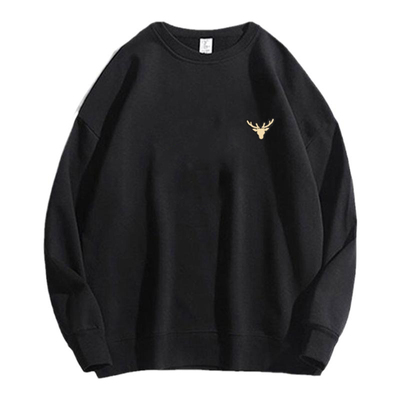 潮牌重磅黑色圆领薄款加大卫衣男