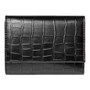 原创新款鳄鱼纹真皮短款三折小钱包超薄简约折叠钱夹男女通用皮夹
