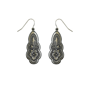 古着vintage复古Antique silver carved oval earrings耳饰