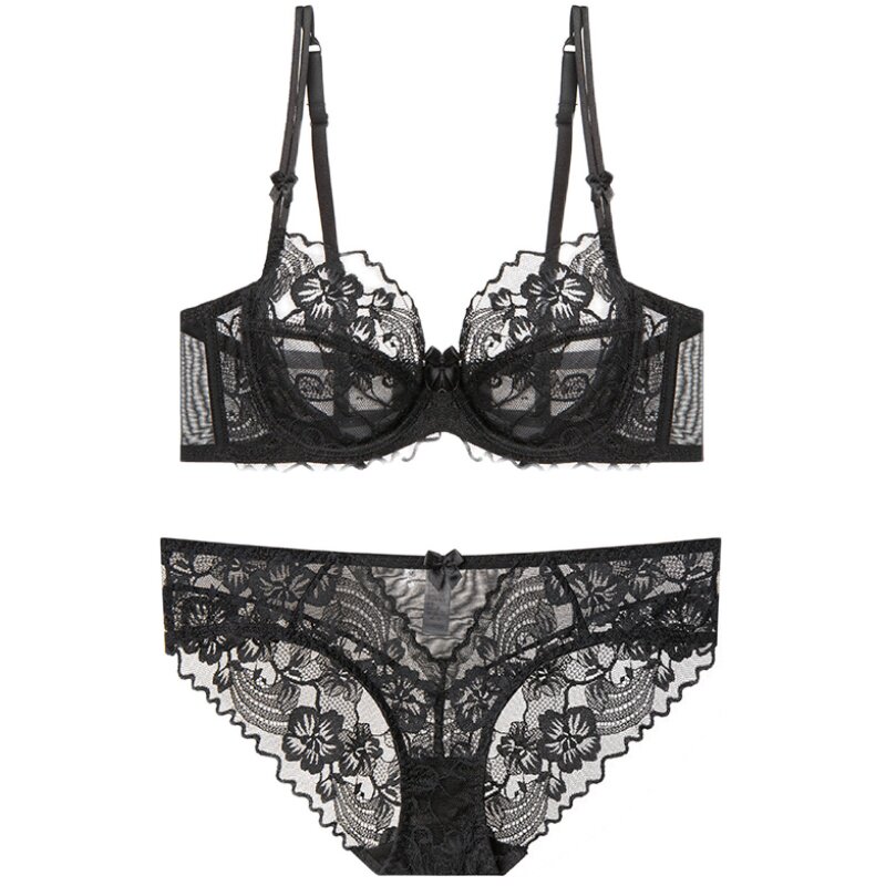 维多利亚多培尔法式蕾丝内衣女性感大胸显小聚拢大码文胸套装