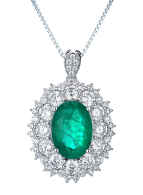 卓蝶珠宝群镶嵌仿钻石祖母绿吊坠
