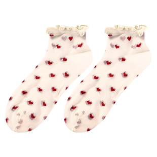 tutuanna芭蕾风玻璃丝袜女夏季洞洞鞋短袜刺绣透明水晶凉鞋袜船袜