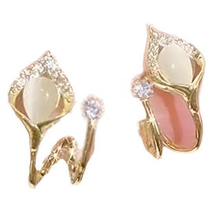 余生有你气质镶钻猫眼石耳环女时尚耳钉小众设计网红百搭银针耳饰