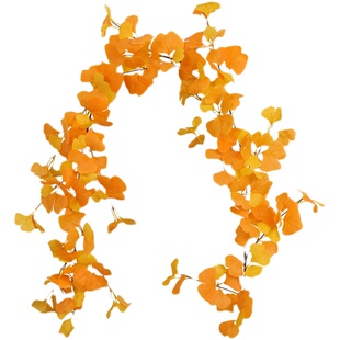 仿真银杏叶假花藤条黄色假树叶子缠绕水管道装饰塑料花绿植物藤蔓