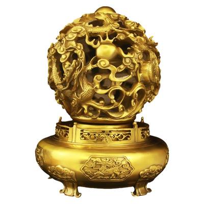 九转乾坤九龙鼎黄铜开业家居装饰