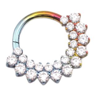 Shinma F-136钛合金镶钻锆石太阳花环气质显贵高级感耳环鼻中隔环