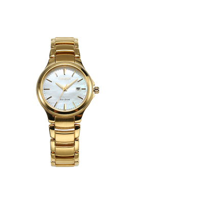 【商场同款】西铁城日本官方正品贝母盘钢带光动能时尚女表EW2522