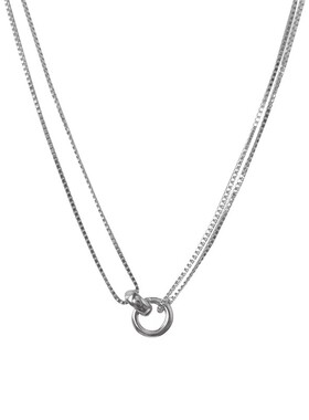 银白环环相扣双层锁骨链新款