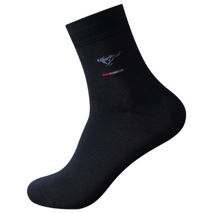 七匹狼男士袜子纯棉中筒袜10A抗菌防臭吸汗透气男式黑色商务男袜