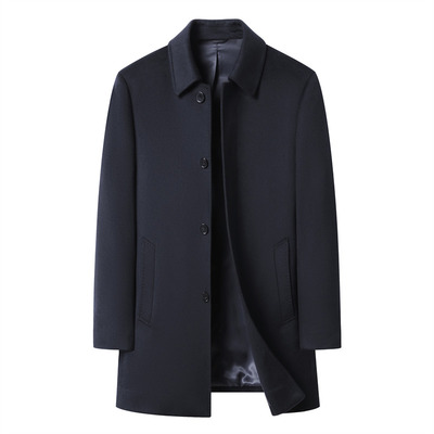 恒源祥100%山羊绒大衣中长款男装