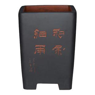 宜兴紫砂花盆四方千筒桶盆金钱树龟背竹高款悬崖专用盆景盆紫砂盆