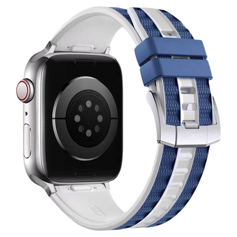适用苹果iwatch S12手表带applewatch ultra4双色2硅胶腕表带S11/10运动9智能8男士7高级6女生5春夏