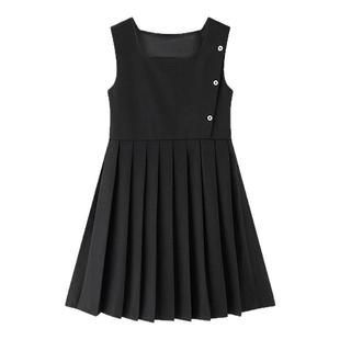 夏季女童学院风连衣裙女孩百褶大童学生演出礼服套装儿童背心裙子