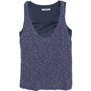 fafamoon设计师品牌2025夏季新品时尚休闲宽松钩花背心女罗纹收边