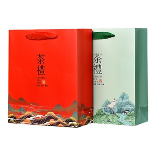通用茶叶纸袋手提袋一斤装红茶绿茶礼品袋高档中国名茶袋子定制