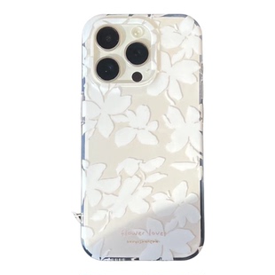 温柔白色花瓣大孔透明适用于苹果16/17手机壳iPhone14软壳11/12promax高级x/xr防摔7p创意