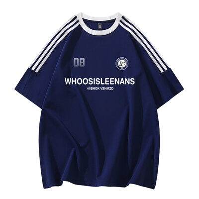 NASA联名美式重磅纯棉夏季圆领短袖T恤男女款百搭三条杠插肩上衣