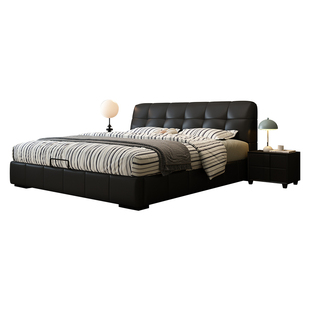 政府补贴蓝色理想泡芙床主卧真皮床卧室1.8m高端大气双人软包大床